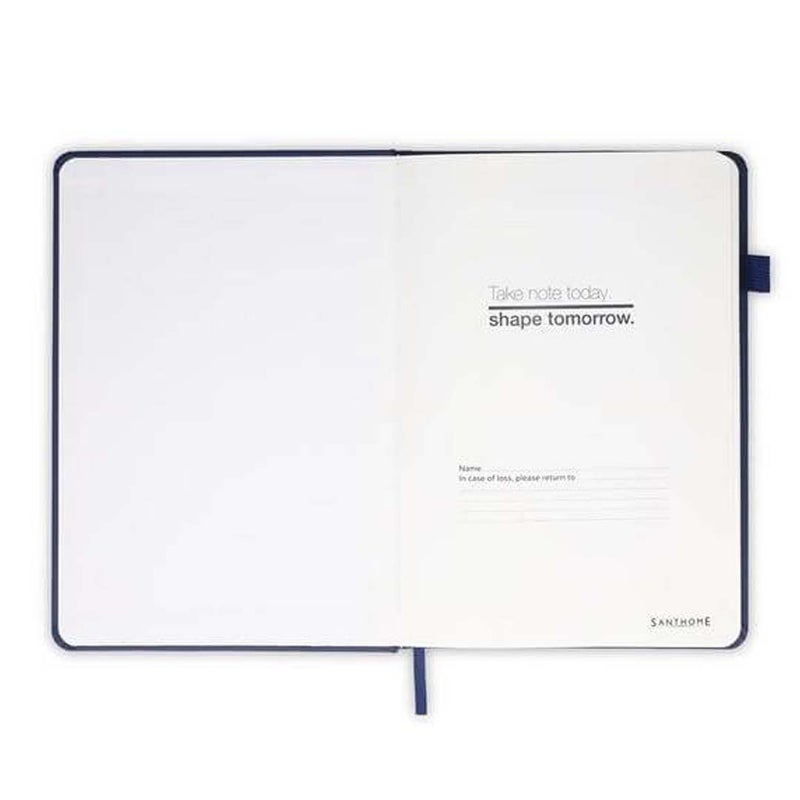 Santhome FAROE A5 Premium PU Hard Cover Notebook with Pen Loop | 192 Ruled Pages Smooth 80gsm Cream Paper | Professional Business Journal, Diary & Office Writing Notepad – Navy Blue - Image 2
