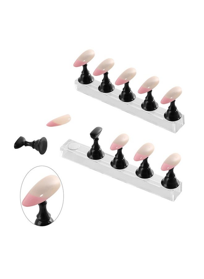 JUSTOTRY - 4 Sets Black Nail Stand For Press On Nails Display Magnetic Fake Nail Tips Holder For Painting Nails Practice Beginner Acrylic Nail Art Kit Accessories Nail Salon Equipment And Decorations - Image 1