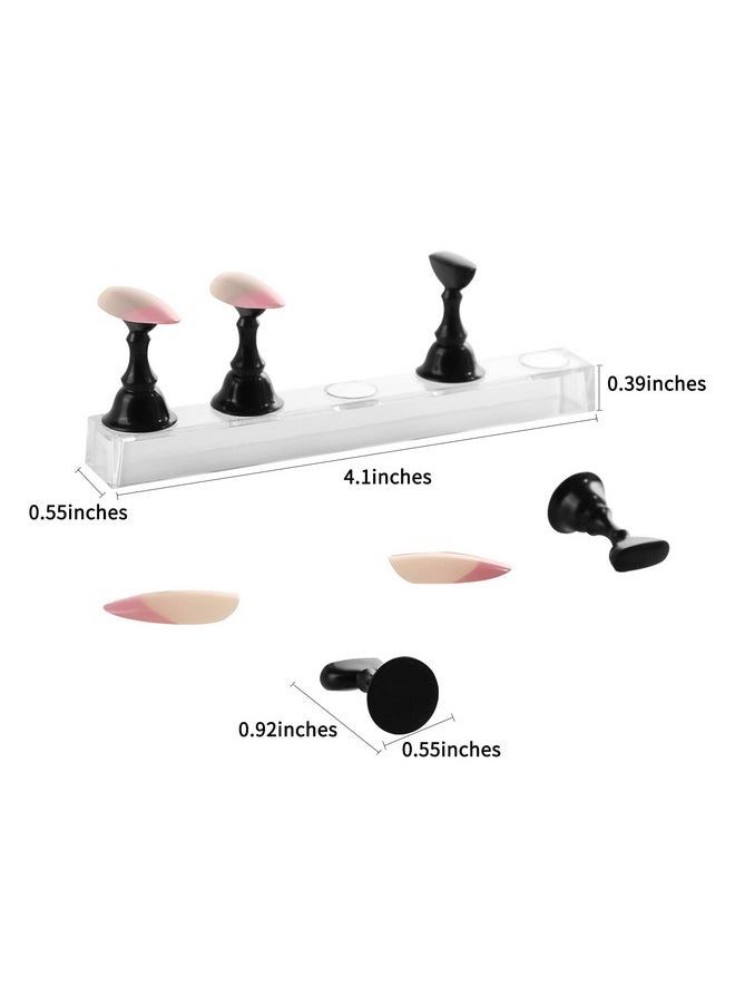 JUSTOTRY - 4 Sets Black Nail Stand For Press On Nails Display Magnetic Fake Nail Tips Holder For Painting Nails Practice Beginner Acrylic Nail Art Kit Accessories Nail Salon Equipment And Decorations - Image 1