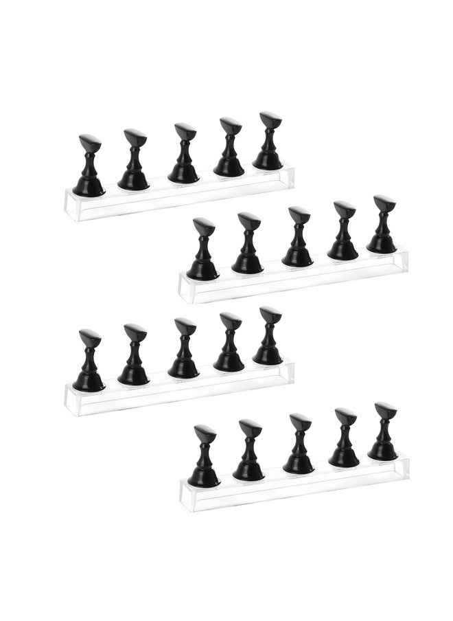 JUSTOTRY - 4 Sets Black Nail Stand For Press On Nails Display Magnetic Fake Nail Tips Holder For Painting Nails Practice Beginner Acrylic Nail Art Kit Accessories Nail Salon Equipment And Decorations - Image 1