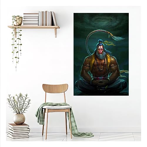wallpics Lord Hanuman Religious Painting Poster Waterproof Vinyl Sticker for Home Decor || (24X36 inches) can12072-3 -multi - Image 3