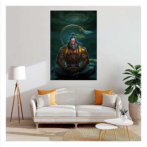wallpics Lord Hanuman Religious Painting Poster Waterproof Vinyl Sticker for Home Decor || (24X36 inches) can12072-3 -multi - Image 5