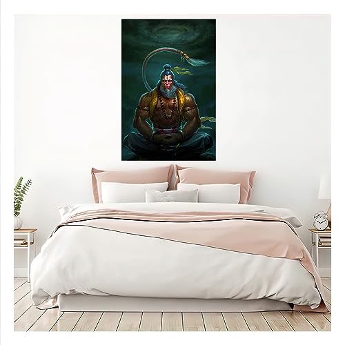 wallpics Lord Hanuman Religious Painting Poster Waterproof Vinyl Sticker for Home Decor || (24X36 inches) can12072-3 -multi - Image 2