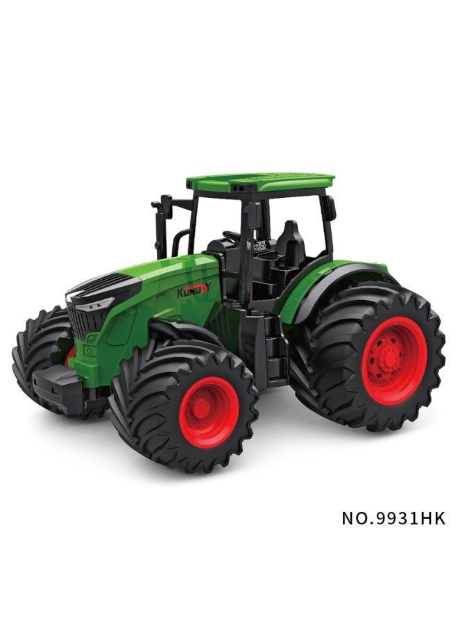 Electric Remote Control Farmer Engineering Vehicle Large Alloy Tractor Harvester Fertilizing Transport Toy Children's Loading Vehicle-Color:Wide Wheel Alloy Sliding Farmer Car 9931HK  - Image 1