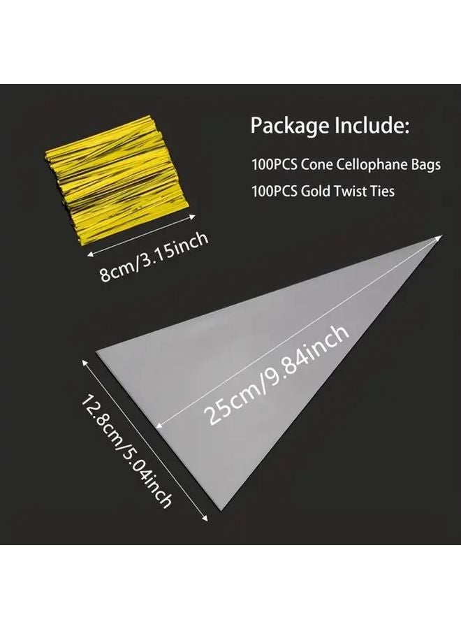 300pcs Clear Gift Bags With Golden Twist Ties Heavy Duty Treat Bags For Candy Party Wedding - Image 5