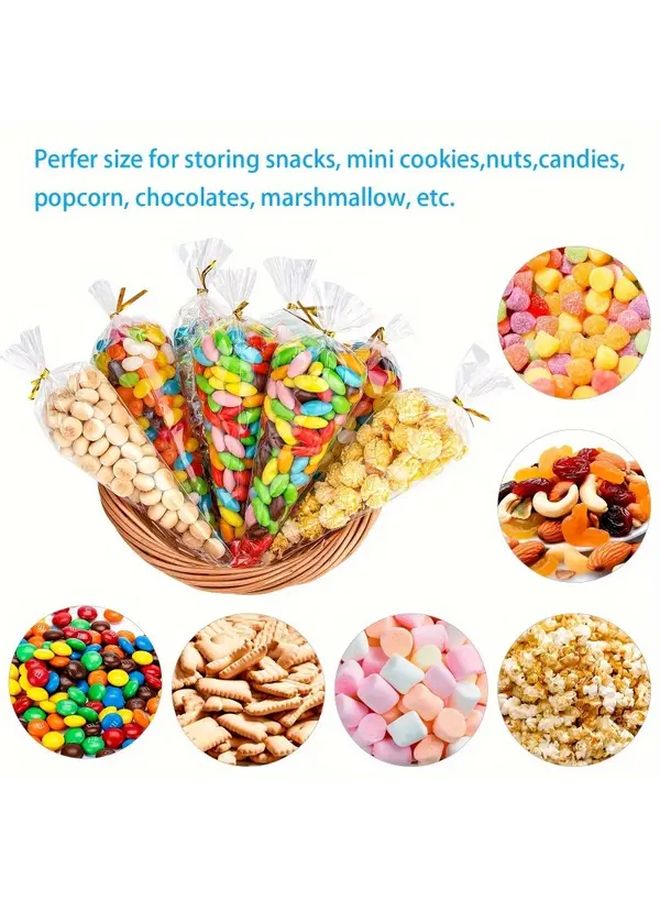300pcs Clear Gift Bags With Golden Twist Ties Heavy Duty Treat Bags For Candy Party Wedding - Image 4