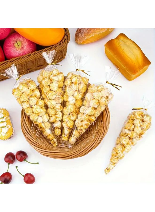 300pcs Clear Gift Bags With Golden Twist Ties Heavy Duty Treat Bags For Candy Party Wedding - Image 3