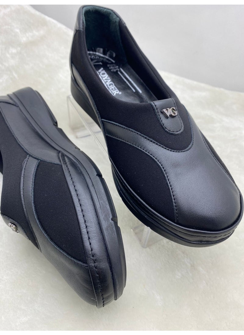 VOYAGER Black Women's Leather Bone Protrusion Special Casual Shoes (A8) - Black - 39 - ST01918-BLACK-39  - Image 3