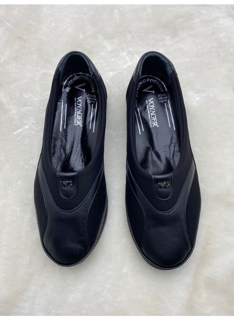 VOYAGER Black Women's Leather Bone Protrusion Special Casual Shoes (A8) - Black - 39 - ST01918-BLACK-39  - Image 1