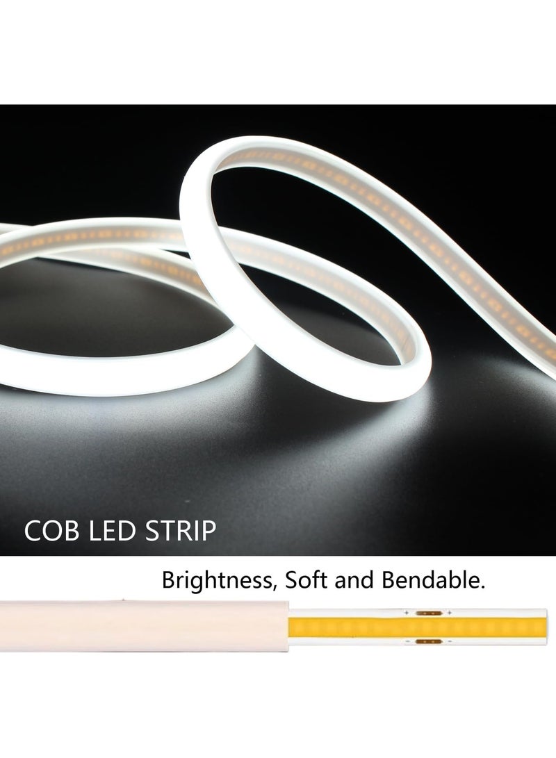 شريط إضاءة LED سيليكون مرن بطول 5 أمتار، بلون أبيض 6500 كلفن، عالي السطوع، مناسب للإضاءة الزخرفية، يعمل بجهد 220 فولت تيار متردد، مقاوم للماء بمعيار IP65، مزود بموصل كهربائي - Image 5