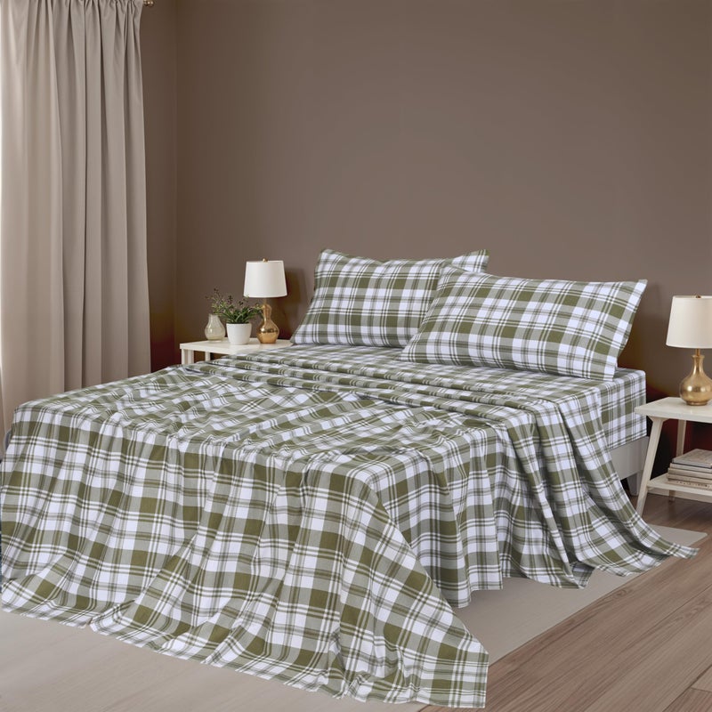 ZOYER Flannel Sheets Full Size Bed Set - Soft & Comfy Deep Pocket Cotton Flannel Bedding  Fitted Up to 16""  Double Brushed Full Bed Sheets  4 Pieces  Moss - Image 2