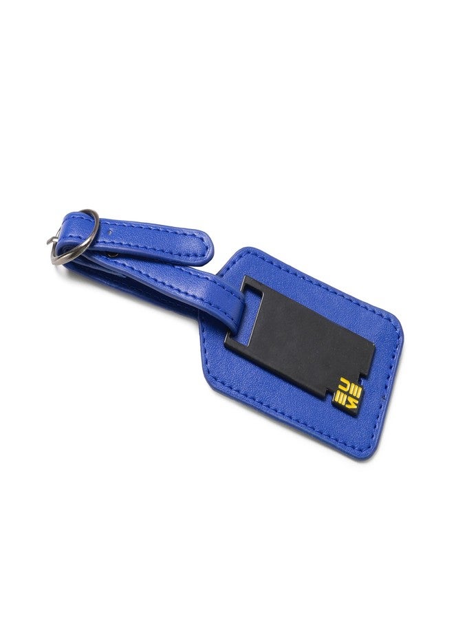 EUME Luggage Accessory Kit for Luggage| Premium Vegan Leather | 1 Luggage Tag and 2 Handle Cover Comes with Vegan Leather Sling Pouch - Blue - Image 1
