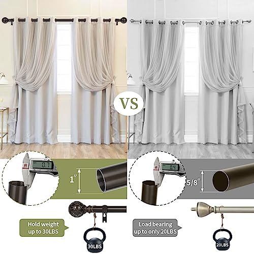 TANGWIN Bronze Farmhouse Curtain Rods for Windows:Heavy Duty Adjustable Curtain Rod for Bedroom Living Room,Boho Decorative Rustic Drapery Rods with Vintage Coastal Finial,Antique Bronze 2 Pack 18-45" - Image 3