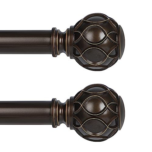 TANGWIN Bronze Farmhouse Curtain Rods for Windows:Heavy Duty Adjustable Curtain Rod for Bedroom Living Room,Boho Decorative Rustic Drapery Rods with Vintage Coastal Finial,Antique Bronze 2 Pack 18-45" - Image 1