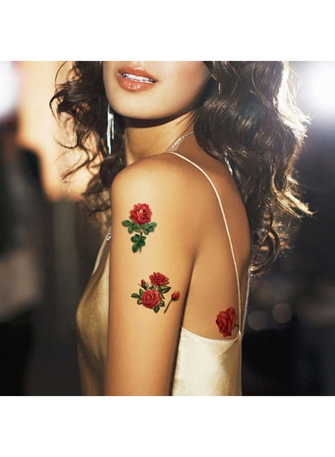 Aniuvot 12 Sheets Large Flower Temporary Tattoos for Women Teens Girls And Kids, Rose Sunflower Butterfly Lotus Cherry Blossoms Adult Body Art Stickers Waterproof for Hand Arm Back Leg  - Image 4