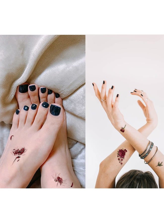 Aniuvot 12 Sheets Large Flower Temporary Tattoos for Women Teens Girls And Kids, Rose Sunflower Butterfly Lotus Cherry Blossoms Adult Body Art Stickers Waterproof for Hand Arm Back Leg  - Image 3