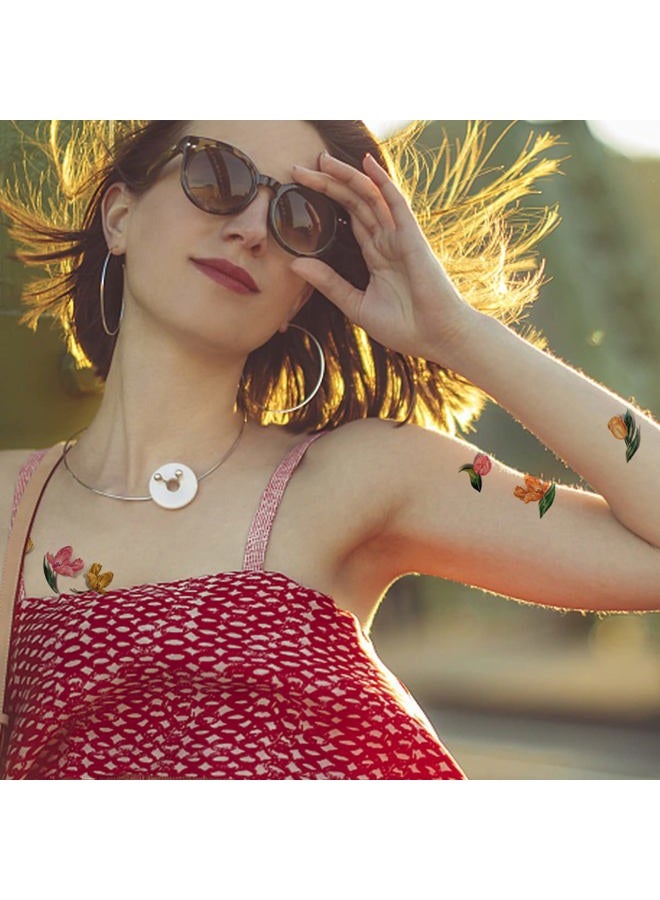 Aniuvot 12 Sheets Large Flower Temporary Tattoos for Women Teens Girls And Kids, Rose Sunflower Butterfly Lotus Cherry Blossoms Adult Body Art Stickers Waterproof for Hand Arm Back Leg  - Image 5