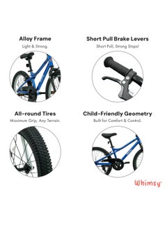 Whimsy Whimsy - Pro Aluminum 20" Kids Bike Lightweight Aluminum Frame, 2-Minute Assembly, Handbrake, Child-Friendly Cycle, Adjustable Saddle - Blue  - Image 3