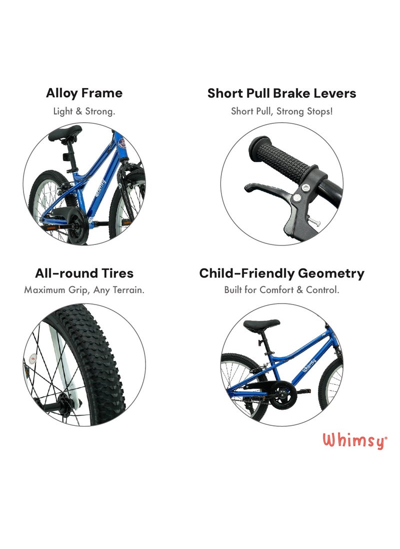 Whimsy Whimsy - Pro Aluminum 20" Kids Bike Lightweight Aluminum Frame, 2-Minute Assembly, Handbrake, Child-Friendly Cycle, Adjustable Saddle - Blue  - Image 3