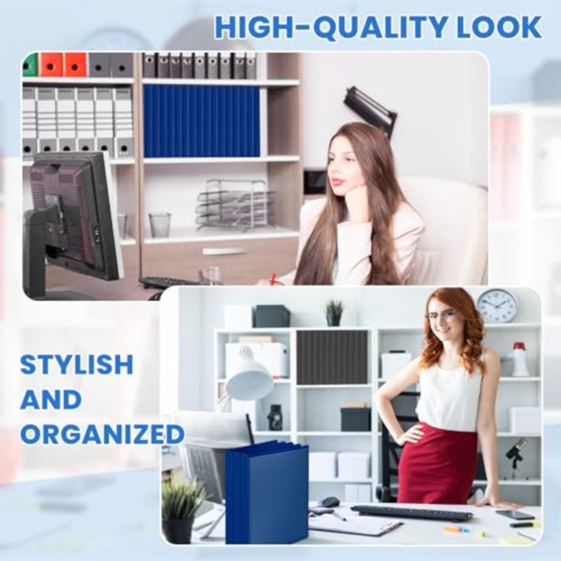 4 Pcs"Legal Size PP Plastic Bders with View Cover, Durable 3 Rg Blue Bders for 8.5" x 4" Paper, Hold up to 75 Sheets for Documents, Office, Home, Work Places - Image 5