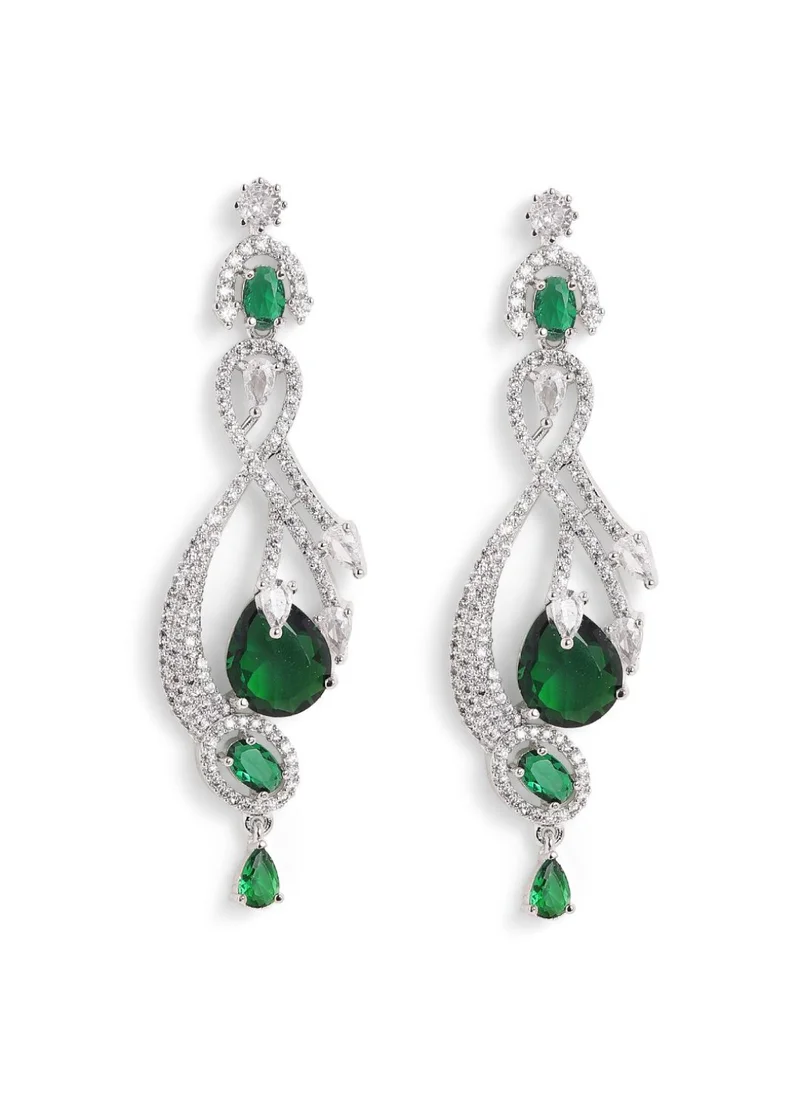 Priyaasi Plated Contemporary American Diamond Studded Drop Earrings