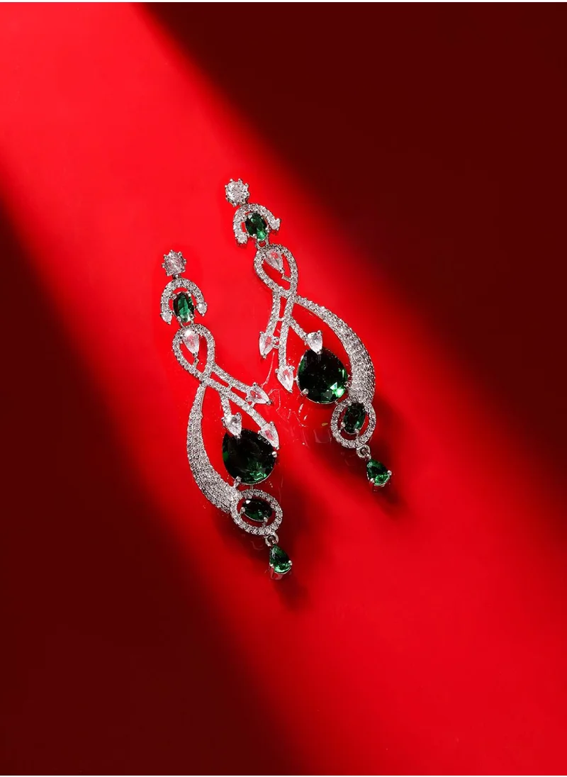 Priyaasi Plated Contemporary American Diamond Studded Drop Earrings