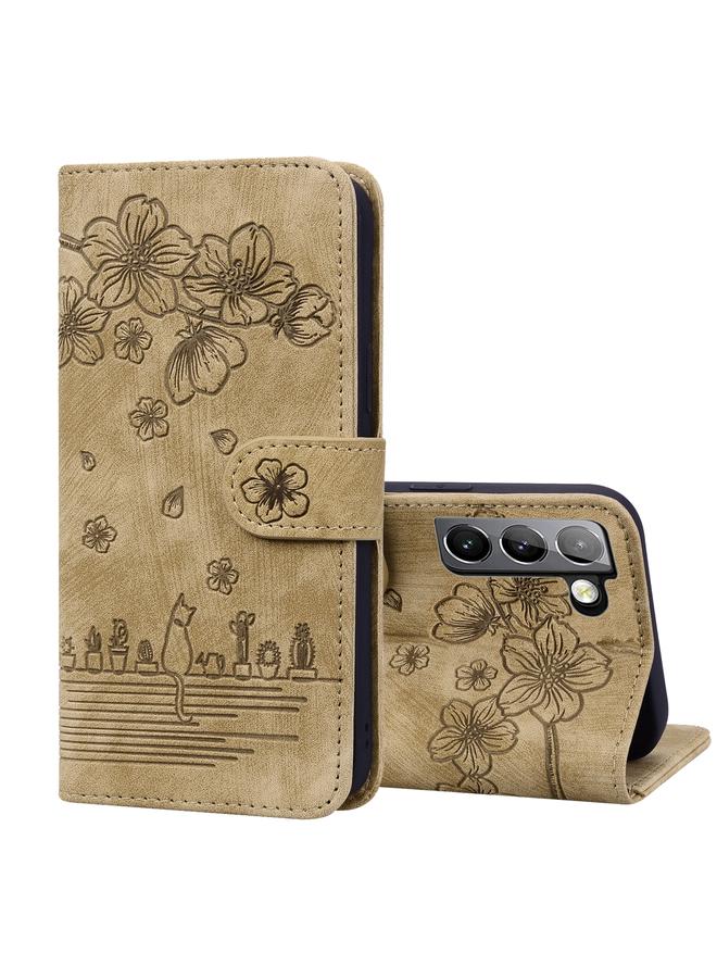اس-توب جراب لهاتف Samsung Galaxy S22 5G جراب هاتف جلدي منقوش عليه رسمة قطة ساكورا كرتونية - Image 1