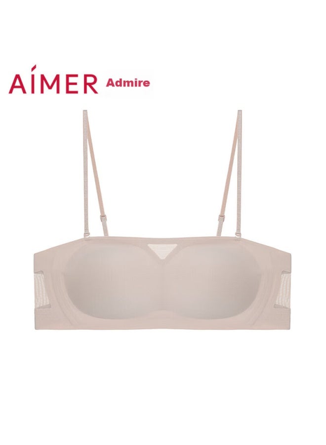 AIMER Aimer Women's Wireless Vest-style Backless Bra, Strapless With Detachable Straps, Formal Camisole Bra, Shuyan Am179411, Beige, Size 165  - Image 4