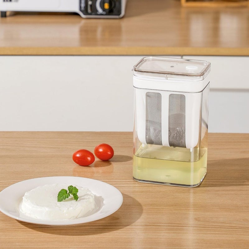 LeafLoom 1100ML Yogurt StrainerYogurt Filter Milk Strainer with Fine Mesh BagLid and Scale Mark for Making Thick Greek YogurtSoybean MilkKefirBerriesSoupFruit JuiceCoffee - Image 4