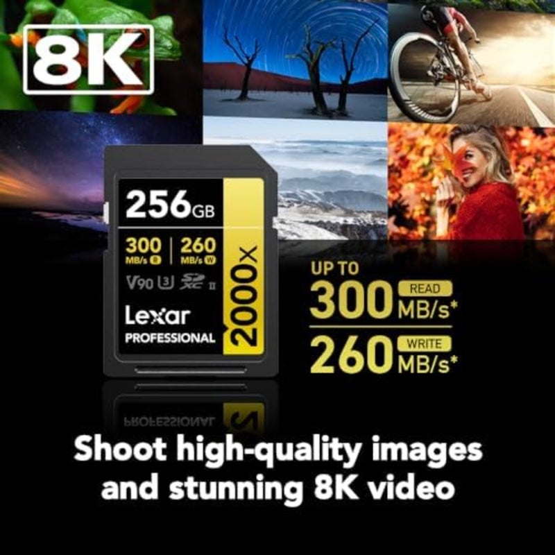 Professional 2000x SDXC Memory Card, UHS-II, C10/U3/V90, black, 300MB/s read speed for DSLR and cinema-quality video cameras - Image 2