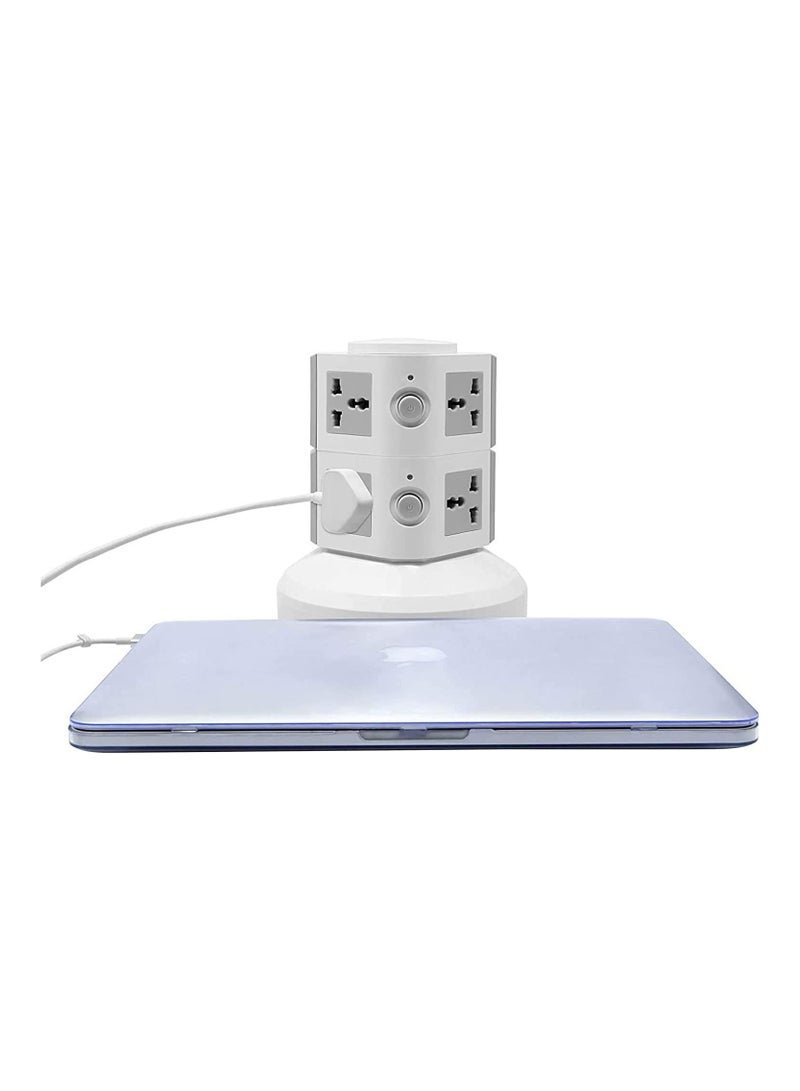 مأخذ طاقة برج عالمي متعدد 220 فولت مع منافذ USB سلك بطول 3 متر وقابس بريطاني محطة شحن متعددة (2 طبقة متعددة المآخذ مع منفذ USB) - Image 4