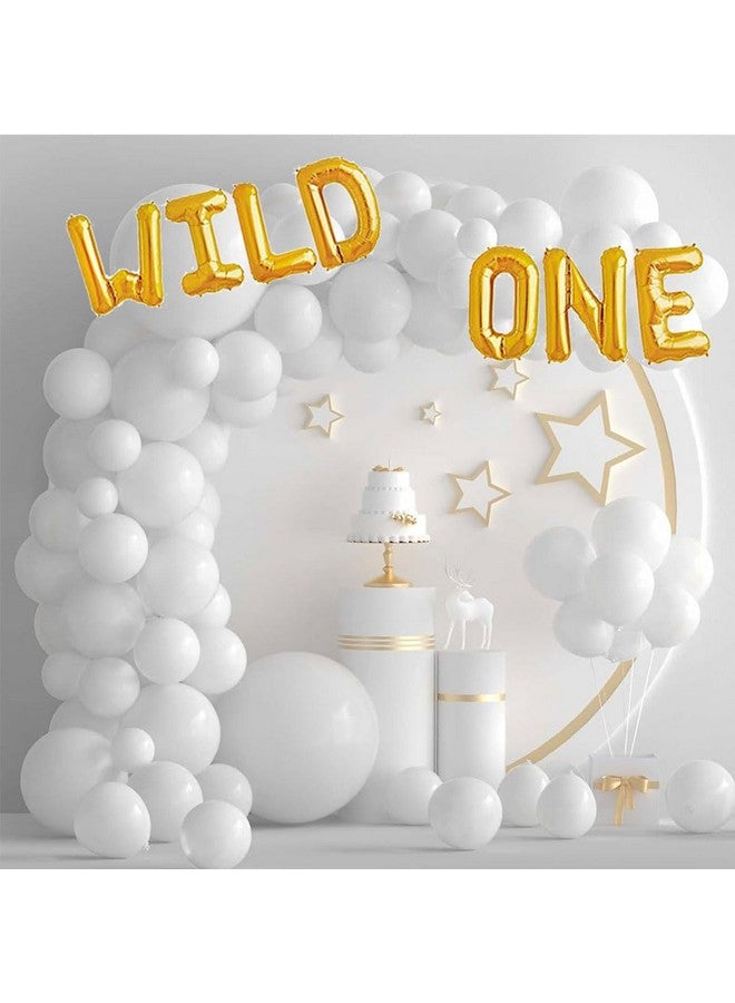 AnnoDeel 16inch WILD ONE Balloons, Gold Letter Foil Balloons for Baby First Birthday Baby Show 1st Party Supplies Decorations - Image 5