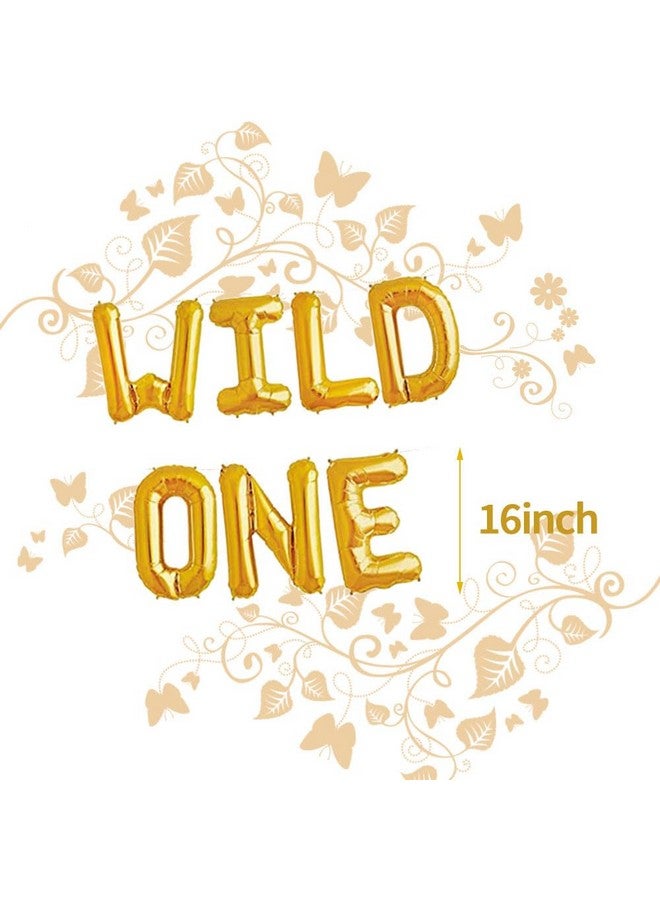 AnnoDeel 16inch WILD ONE Balloons, Gold Letter Foil Balloons for Baby First Birthday Baby Show 1st Party Supplies Decorations - Image 2