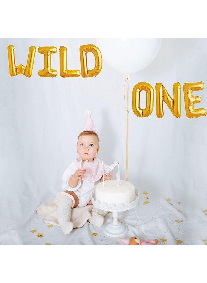 AnnoDeel 16inch WILD ONE Balloons, Gold Letter Foil Balloons for Baby First Birthday Baby Show 1st Party Supplies Decorations - Image 4