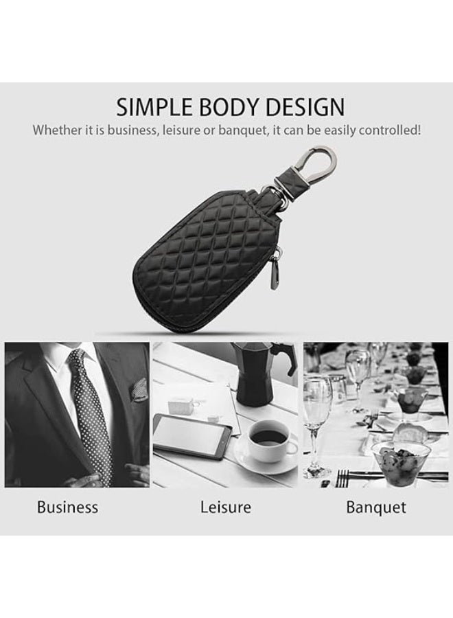 2Pcs Leather Car Key Holder for Women Men Car Key Case Key Chain Holder Cover for Car Brown Black - Image 5