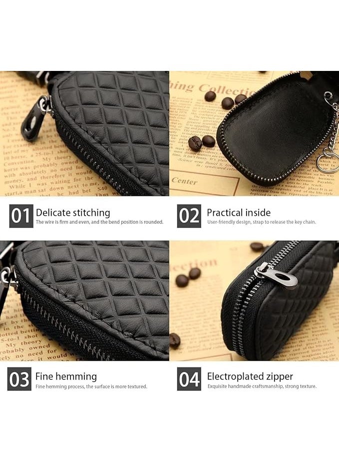 2Pcs Leather Car Key Holder for Women Men Car Key Case Key Chain Holder Cover for Car Brown Black - Image 4