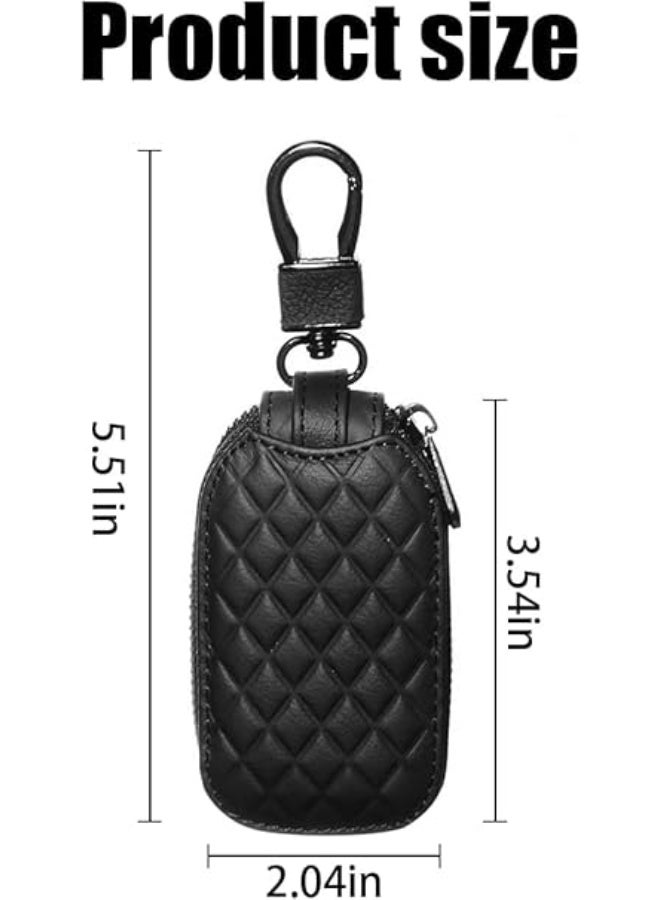 2Pcs Leather Car Key Holder for Women Men Car Key Case Key Chain Holder Cover for Car Brown Black - Image 2