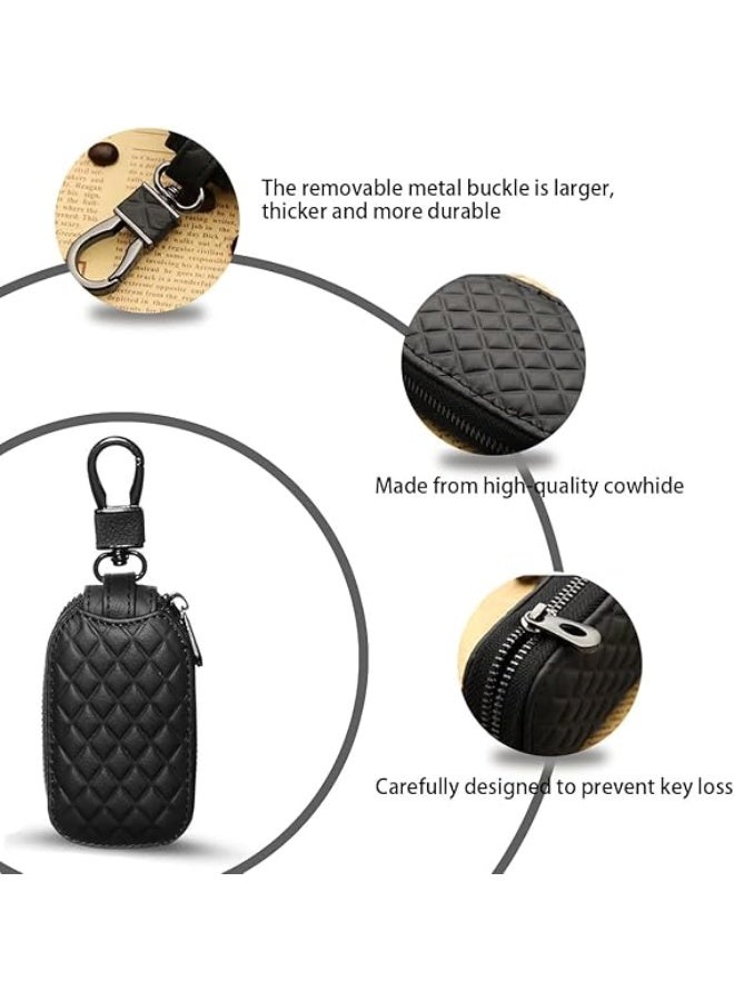 2Pcs Leather Car Key Holder for Women Men Car Key Case Key Chain Holder Cover for Car Brown Black - Image 3
