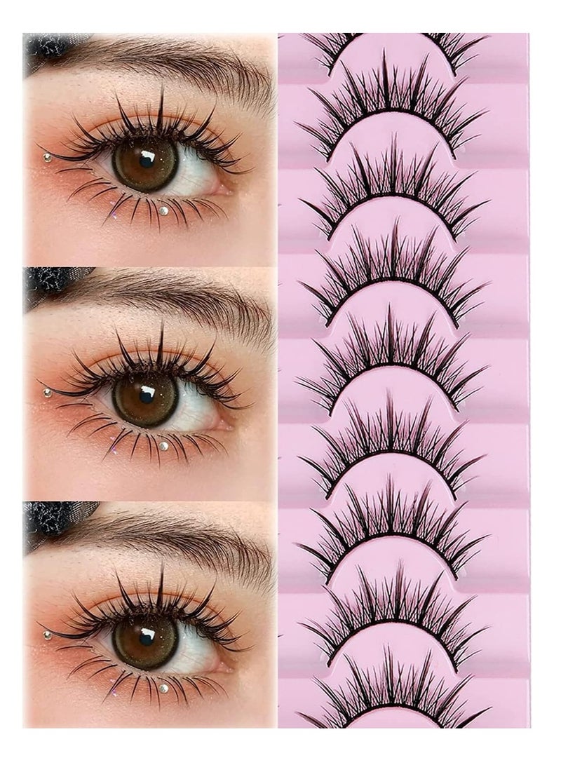 Zikra Fake Lashes, Fairy Manga Lashes Spiky Anime False Eyelashes 3D Natural Makeup Little Devil Fake Lashes 9 Pairs - Image 1