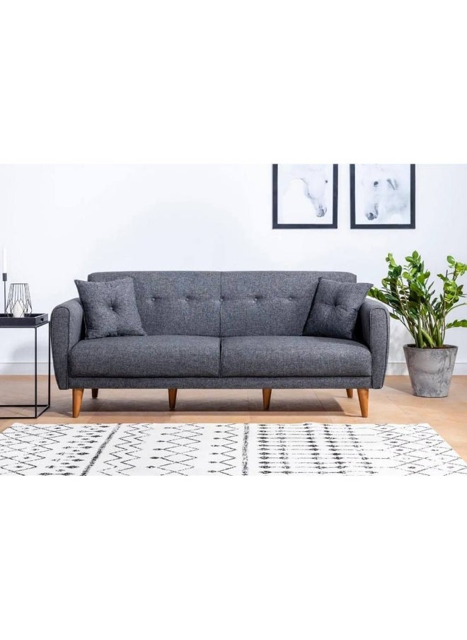 Homzmart - Swedish Wood and Linen 2-Seater Sofa  - Grey - Image 1