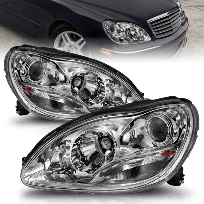 Clear Projector Chrome Replacement Headlights Set For 20002005 Mercedesbenz Sclass W220 Passenger And Driver Side