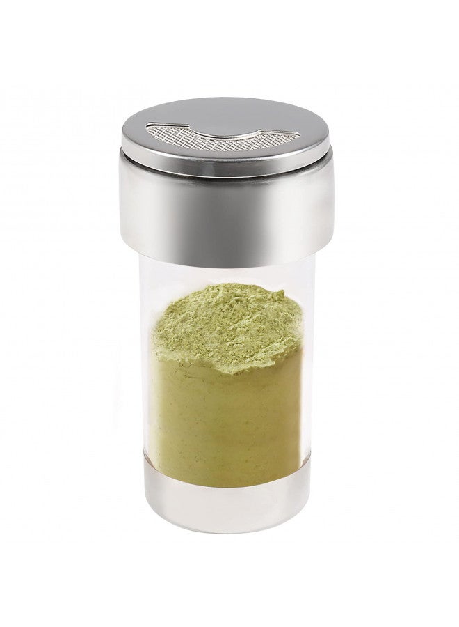 Newness Mesh Shaker or Salt Shaker, Stainless Steel Salt Dispenser, Clear Acrylic Seasoning Fine Mesh Shaker with Rotating Cover, 3.7 Ounces (110 Milliliter) - Image 1