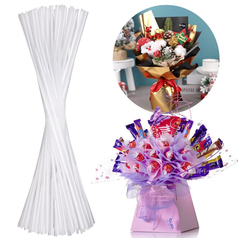 Palksky Cake Pop Sticks for Candy Bouquets 100Count 15 Inch Clear Lollipop Sticks for DIY Cookie Bouquet Gift