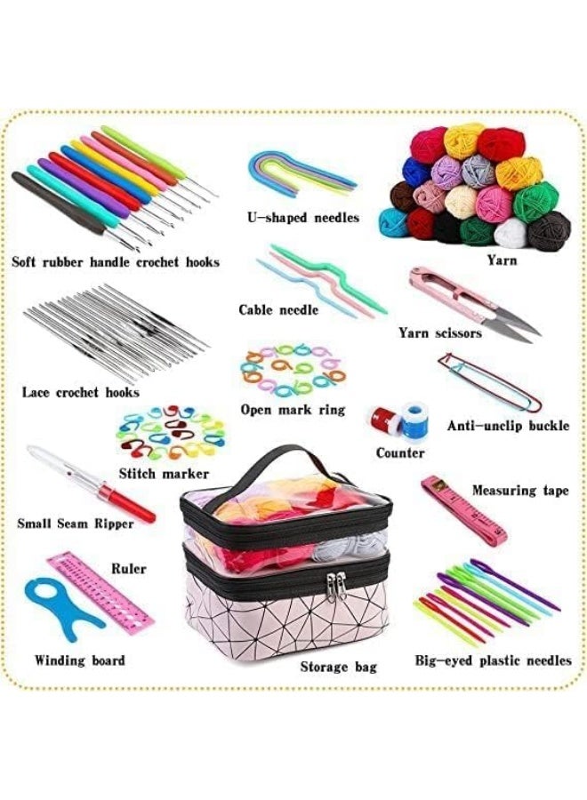 ARNOTEC طقم كروشيه مكون من 105 قطعة، للمبتدئين، طقم كروشيه مع خيوط، يشمل جميع ملحقات الكروشيه، لطقم الكروشيه للمبتدئين والمحترفين البالغين (طقم مكون من 105 قطعة) - Image 3