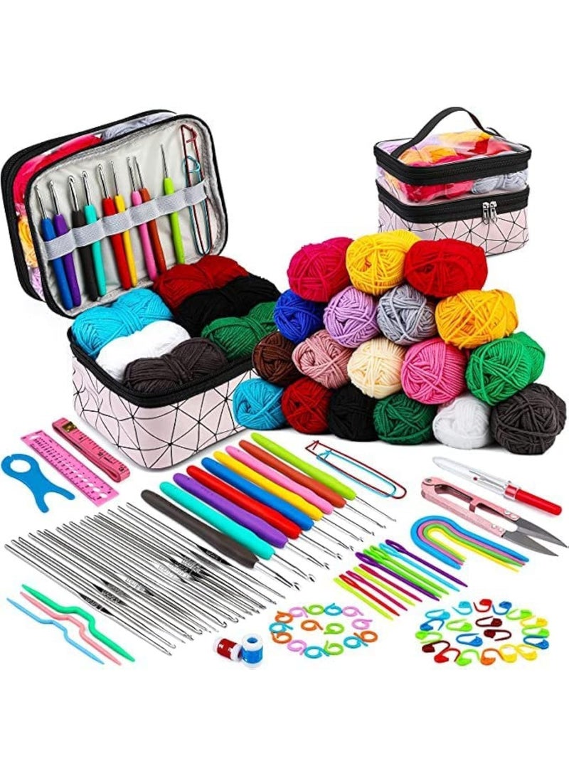 ARNOTEC طقم كروشيه مكون من 105 قطعة، للمبتدئين، طقم كروشيه مع خيوط، يشمل جميع ملحقات الكروشيه، لطقم الكروشيه للمبتدئين والمحترفين البالغين (طقم مكون من 105 قطعة) - Image 2
