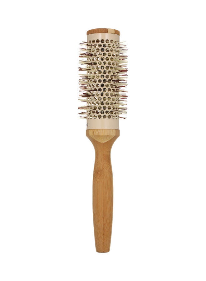NIBEMINENT Round Wooden Blow Dryer Brush Brown