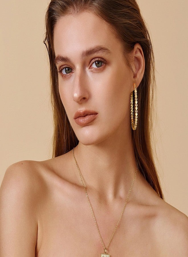 OOOPEL Heart Cubic Zirconia Large Hoop Earrings for Womens 925 Silver 14k Gold Plated Hypoallergenic Rhinestone Hoops Earring Sparkly Jewelry Gift 30/40/50/60mm, Copper, No Gemstone - Image 4