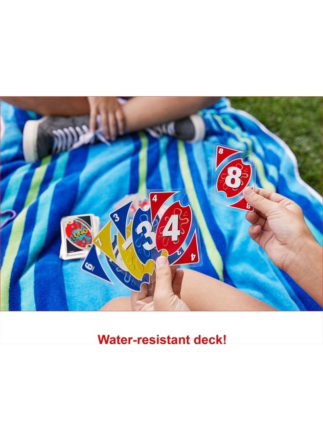 Mattel Games ​UNO Splash Card Game for Outdoor Camping, Travel & Family Nights with Water-Resistent Plastic Cards - Image 3