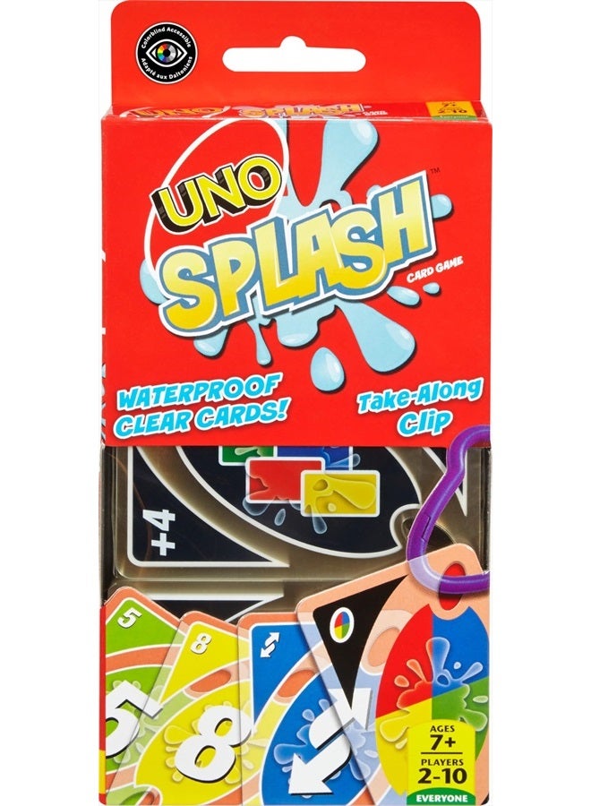 Mattel Games ​UNO Splash Card Game for Outdoor Camping, Travel & Family Nights with Water-Resistent Plastic Cards - Image 1