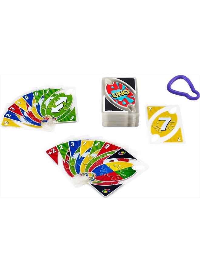 Mattel Games ​UNO Splash Card Game for Outdoor Camping, Travel & Family Nights with Water-Resistent Plastic Cards - Image 5